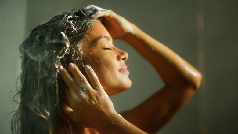 Woman washing her hair 