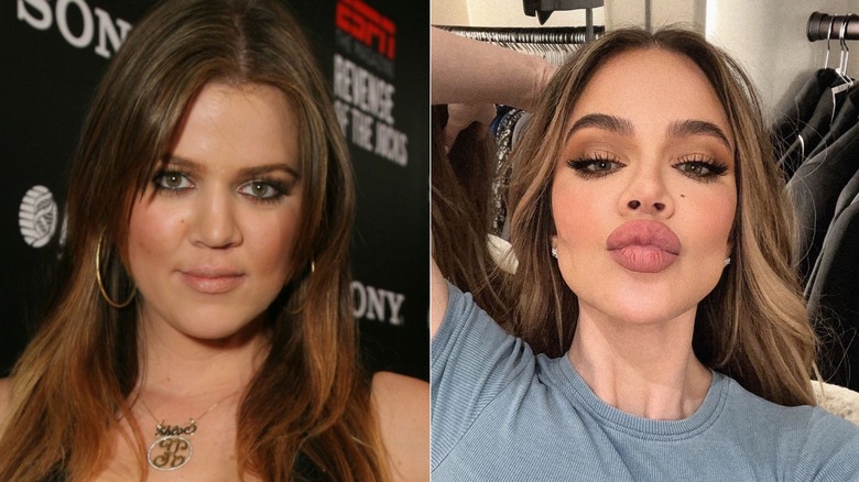 Khloe Kardashian in 2008 and 2023, side-by-side photos
