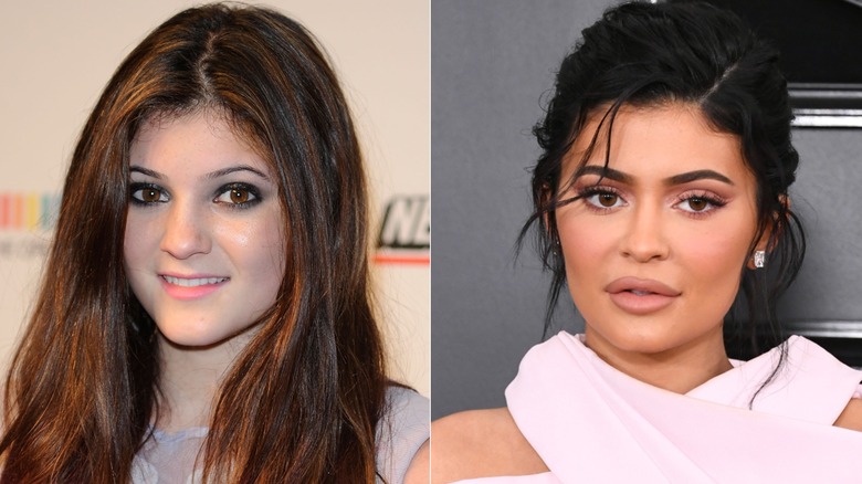 Kylie Jenner in 2012 and 2019, side-by-side photos