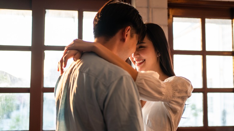 Couple embracing
