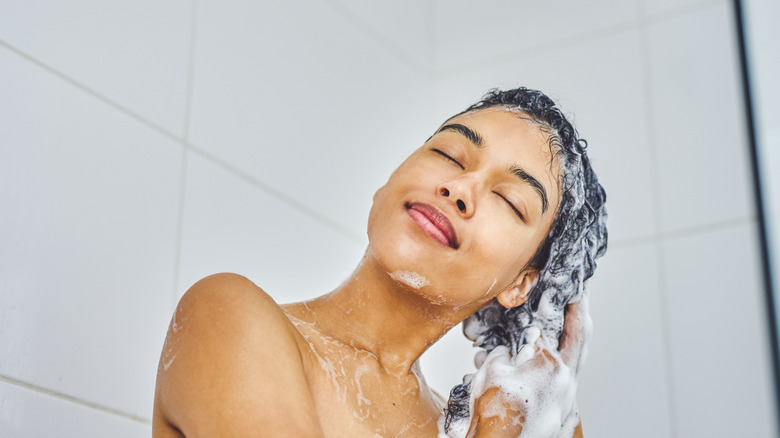Woman washing hair