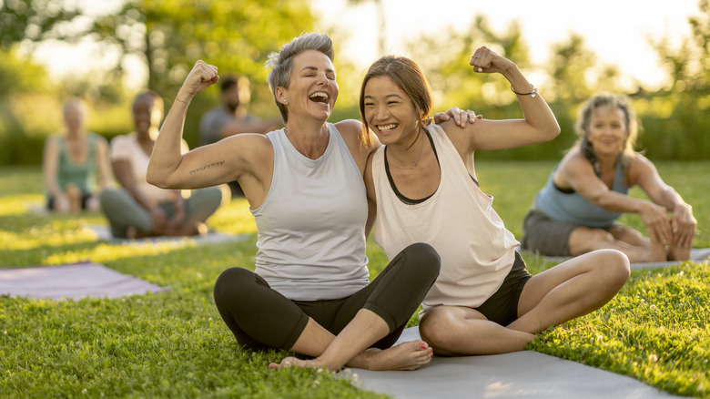 Women doing yoga