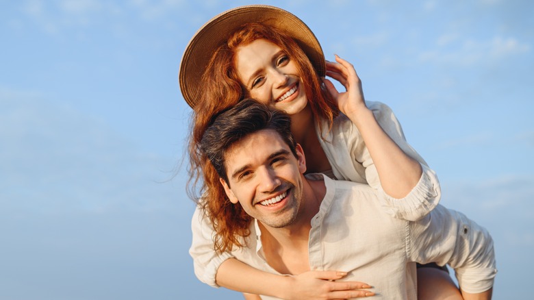 Couple smiling