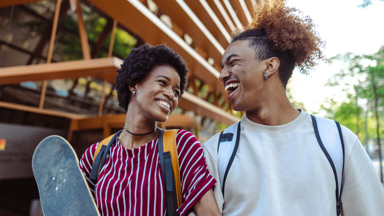 Couple smiling