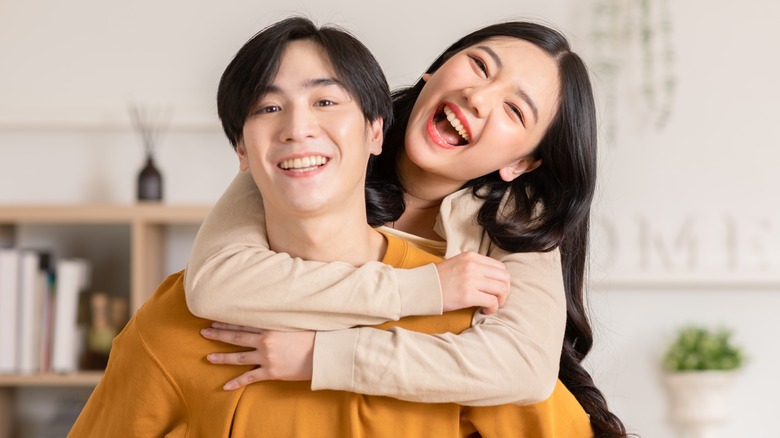 Couple smiling