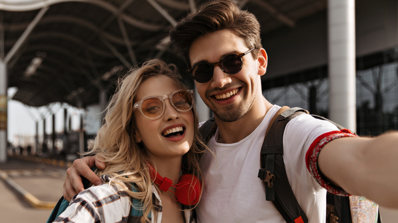Couple smiling