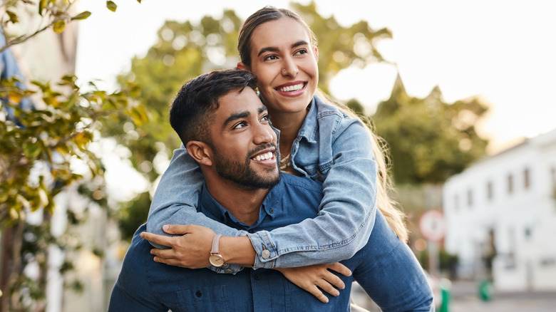 Couple smiling