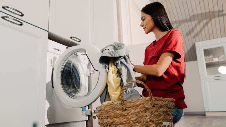 Woman doing laundry