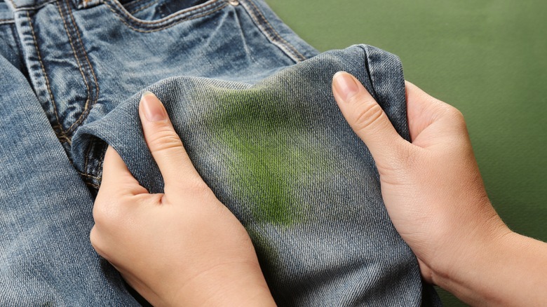 Jeans with a stain