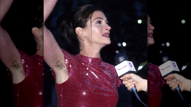 Julia Roberts in a red sequin dress at the premiere of Notting Hill