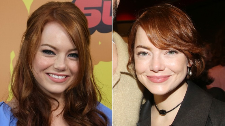 Emma Stone in 2007 and in 2025