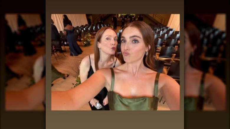 Julianne Moore and Liv Freundlich posing together in 2026
