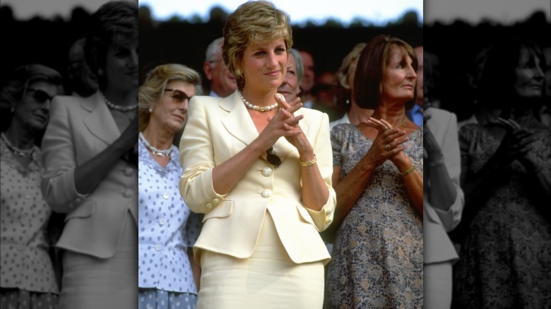 Princess Diana smiling at the 1995 Wimbledon