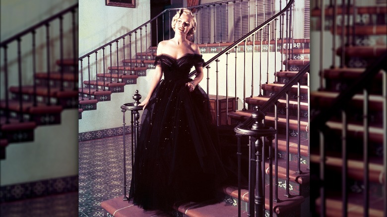 Marilyn Monroe wearing black tulle gown