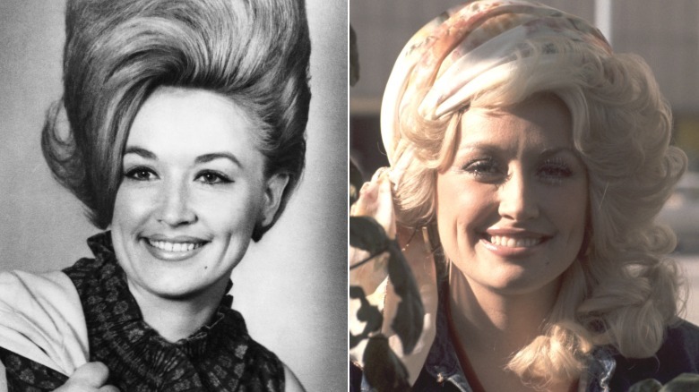 Dolly Parton in 1965 and 1977