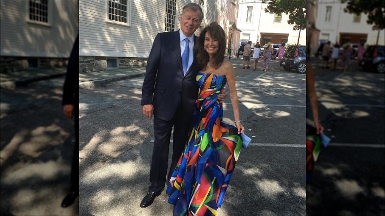 Henry Huber and Susan Lucci smiling together at their son's wedding