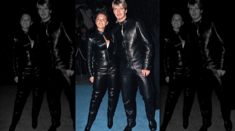 Victoria and David Beckham pose together in 1999