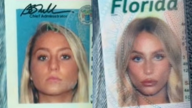 Side-by-side ID photos of Alix Earle