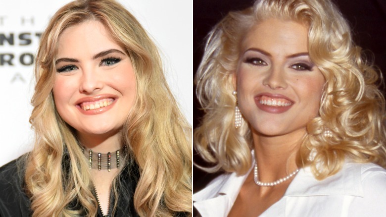Side by side photos of Dannielynn Birkhead and Anna Nicole Smith