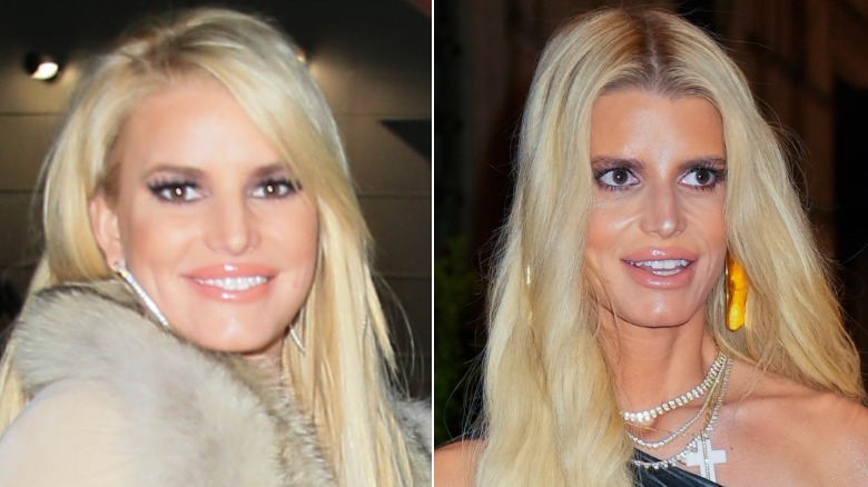Jessica Simpson in 2016 (left) and 2023 (right)