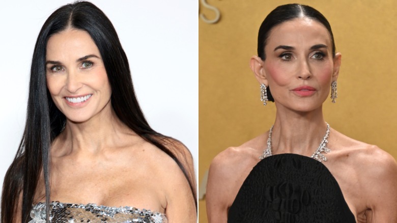 Demi Moore in 2023 (left) and in 2026 (right)