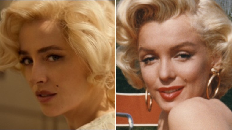 Side-by-side photos of Dakota Johnson and Marilyn Monroe