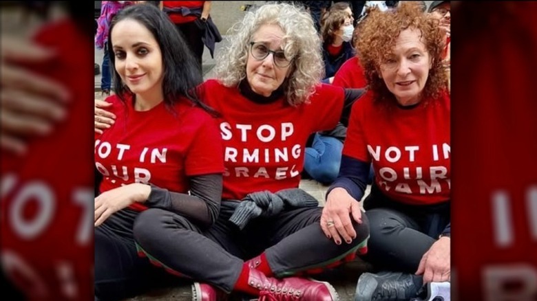 Debra Winger protesting in 2024